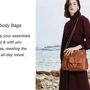 NEW Large Crossbody Bags for Women PU Washed Leather Over the Shoulder Purses